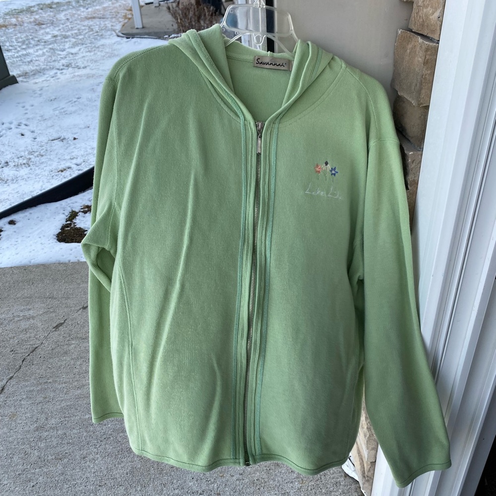 Savannah Lt. Lime Green (Lake Lida Embroidery) Zippered Jacket,Size XL